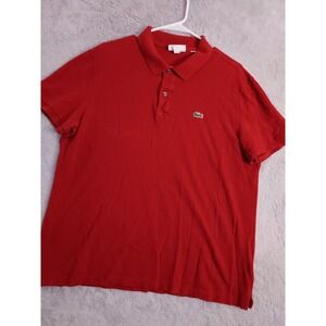 Lacoste Polo Shirt Men 2XL XXL Size 7 Maroon Preppy Slim Golf Tennis Fade Casual